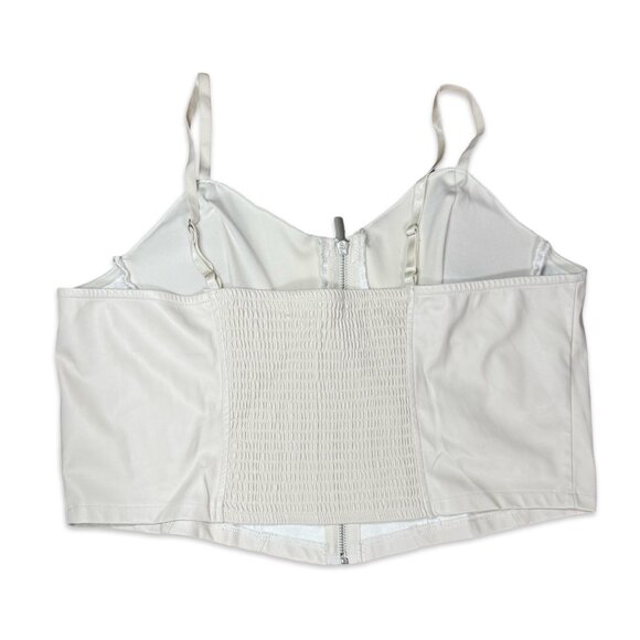 Plus Size White Faux Leather Zip-up Corset Top by Madden NYC - Size 3XL - Picture 2 of 10